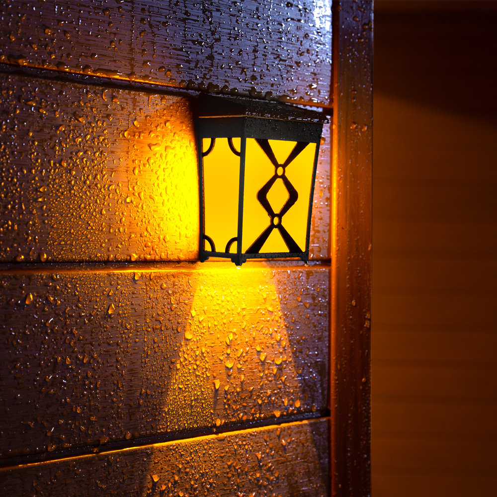 2 pcs/lot solar wall light outdoor garden light Villa residential wall decoration LED garden light One-click switch light gold +RGB view 2